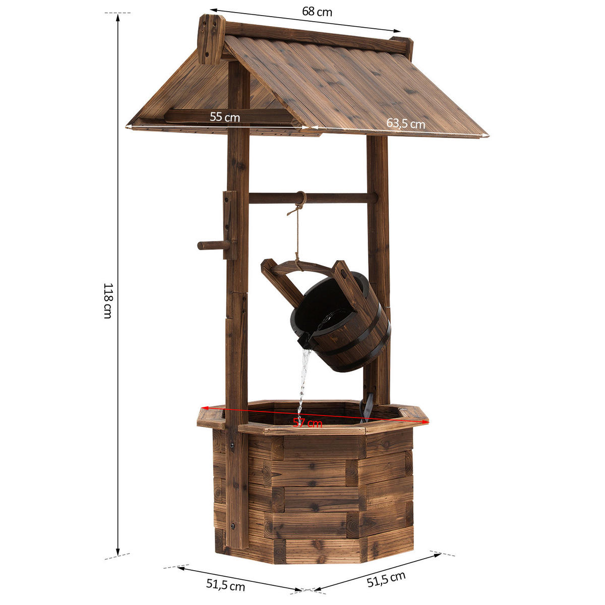 Outsunny Brunnen schwarz B/H/L: ca. 57x118x68 cm Gartenbrunnen - schwarz (68,00/57,00/118,00cm) - Outsunny