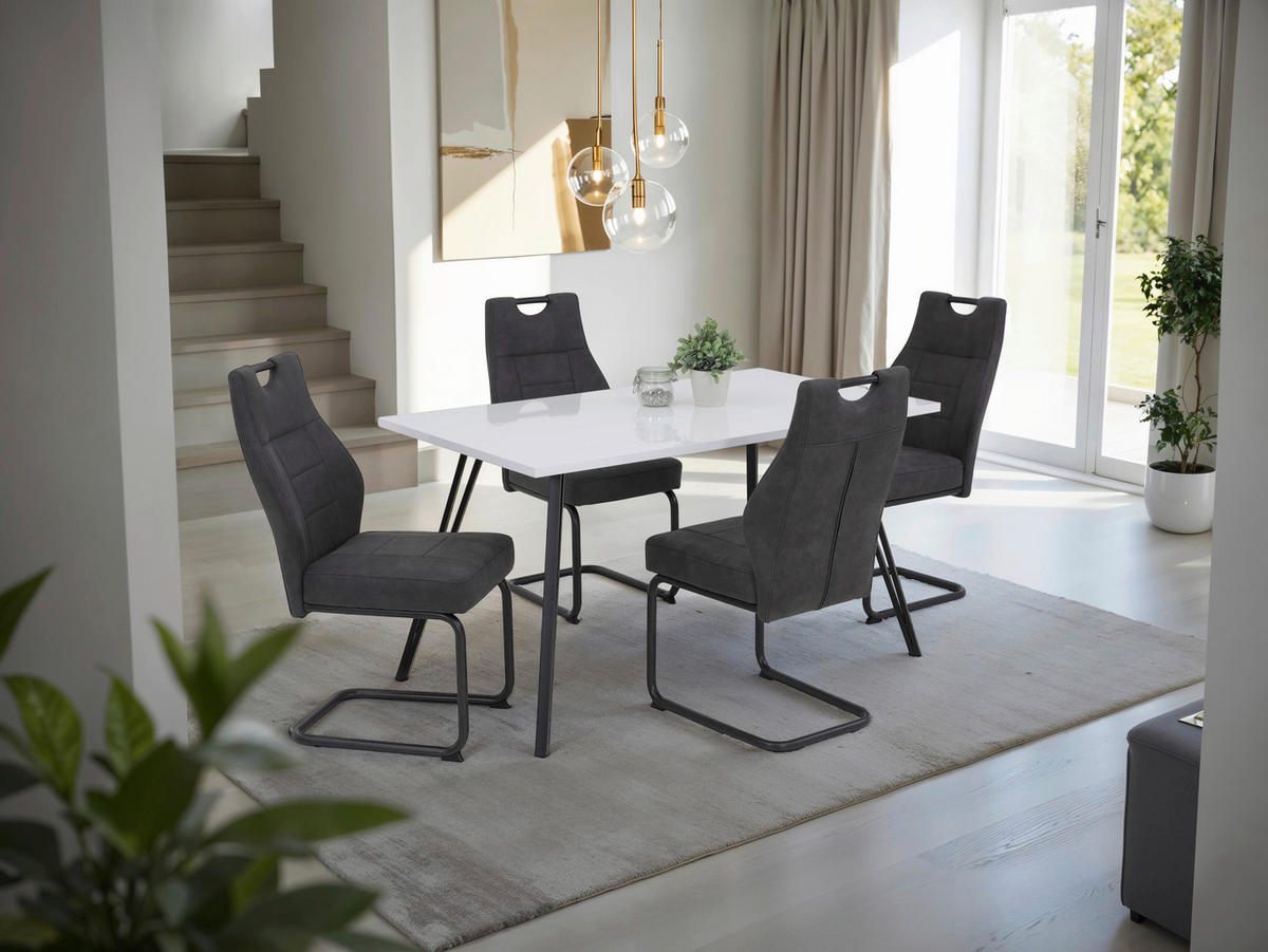 Schwingstuhl Linda II, 2er-Set anthrazit Metall Microfaser B/H/T: ca. 44x97x65 cm Linda II, 2er-Set - anthrazit (44,00/97,00/65,00cm) - Hela