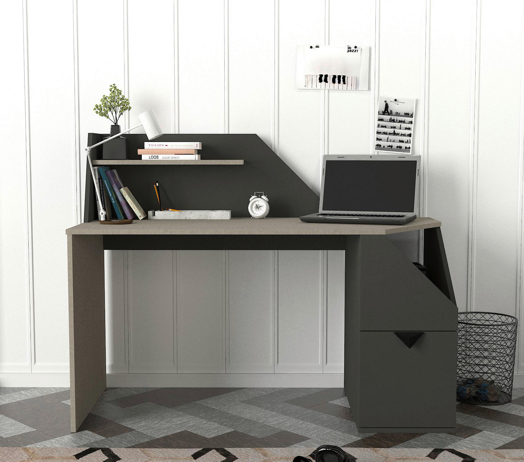 Schreibtisch Gusto grau anthrazit B/H/T: ca. 140x74x60 cm Gusto - anthrazit/grau (140,00/74,00/60,00cm) - moebel17