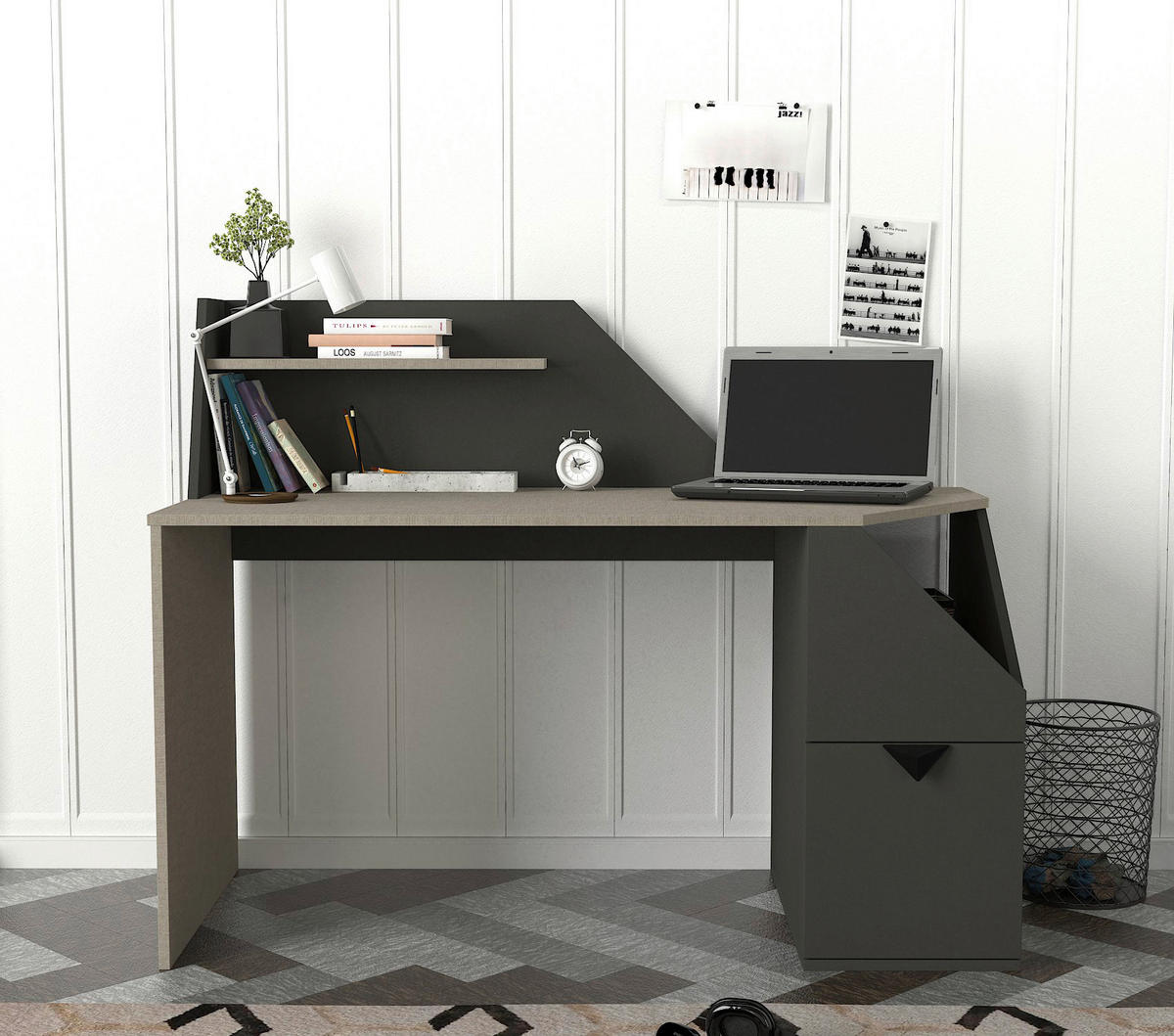 Schreibtisch Gusto grau anthrazit B/H/T: ca. 140x74x60 cm Gusto - anthrazit/grau (140,00/74,00/60,00cm) - moebel17