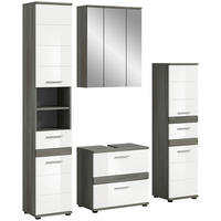Badezimmer-Set BLAKE Rauchsilber Nachbildung weiß Hochglanz B/H/T: ca. 160x191x34 cm BLAKE - weiß (160,00/191,00/34,00cm) - xonox.home