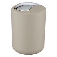 Schwingdeckeleimer Taupe silber Kunststoff B/H/L/D: ca. 14x21x14x14 cm Schwingdeckeleimer_Brasil_S taupe - taupe/silber (14,00/14,00/21,00cm) - WENKO