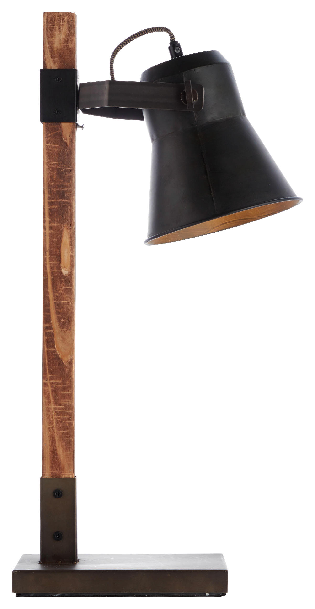 Brilliant Tischleuchte 82149/46 schwarz braun Metall Holz B/H/T: ca. 29x55x16 cm E27 1 Brennstellen Plow - braun/schwarz (29,00/55,00/16,00cm)