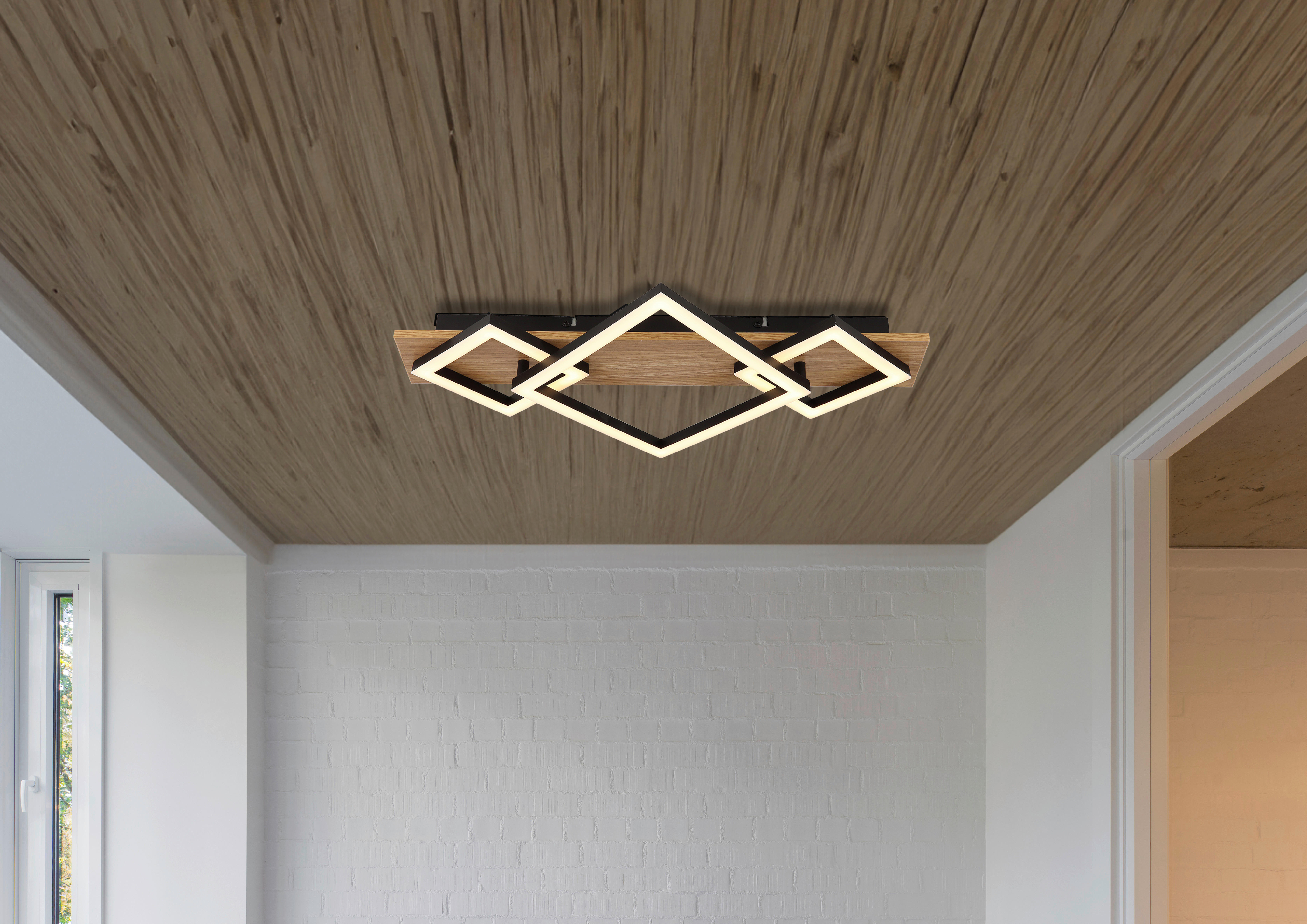 GLOBO LED-Deckenleuchte BEATRIX 67330-24 Opal mattschwarz Metall Kunststoff MDF B/H/L: ca. 54x7,5x31,2 cm 1 Brennstellen BEATRIX I - Opal/mattschwarz (31,20/54,00/7,50cm) - GLOBO