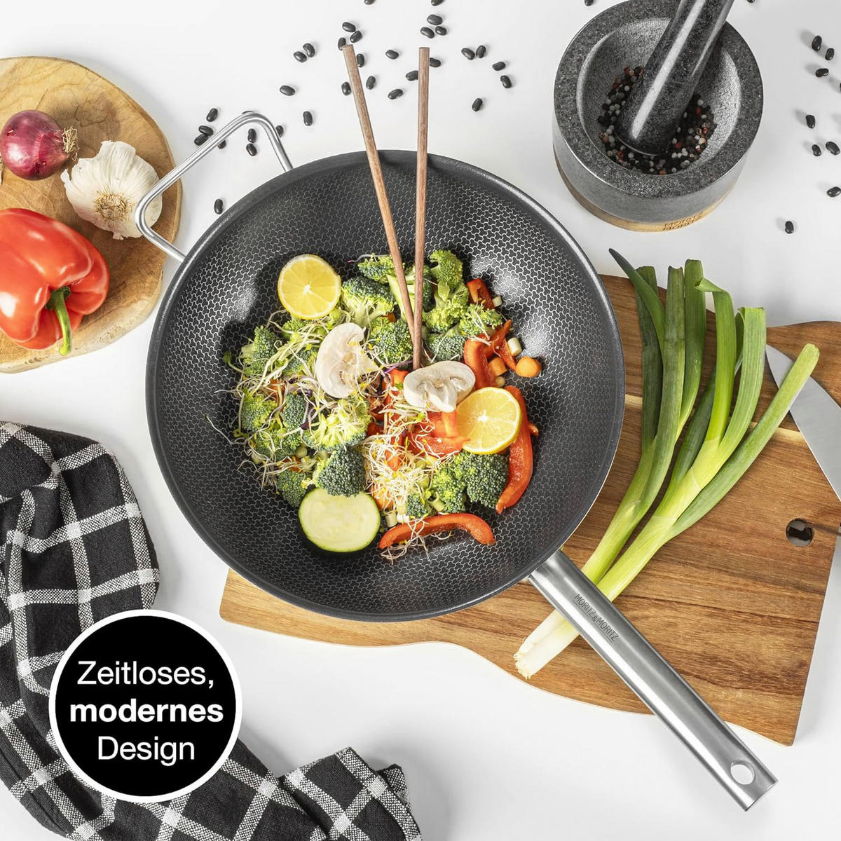 Moritz & Moritz Wokpfanne silber Aluminium Wokpfanne 30cm - silber - Moritz & Moritz