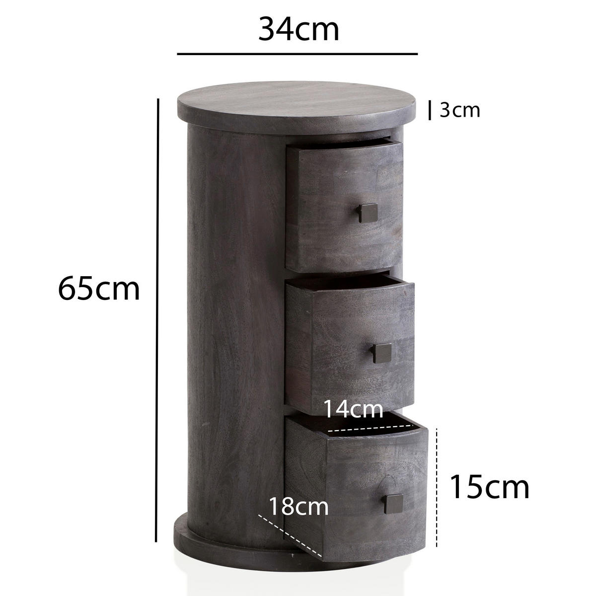 Sideboard schwarz B/H/T: ca. 34x65x34 cm Sideboard - schwarz (34,00/65,00/34,00cm) - Wohnling