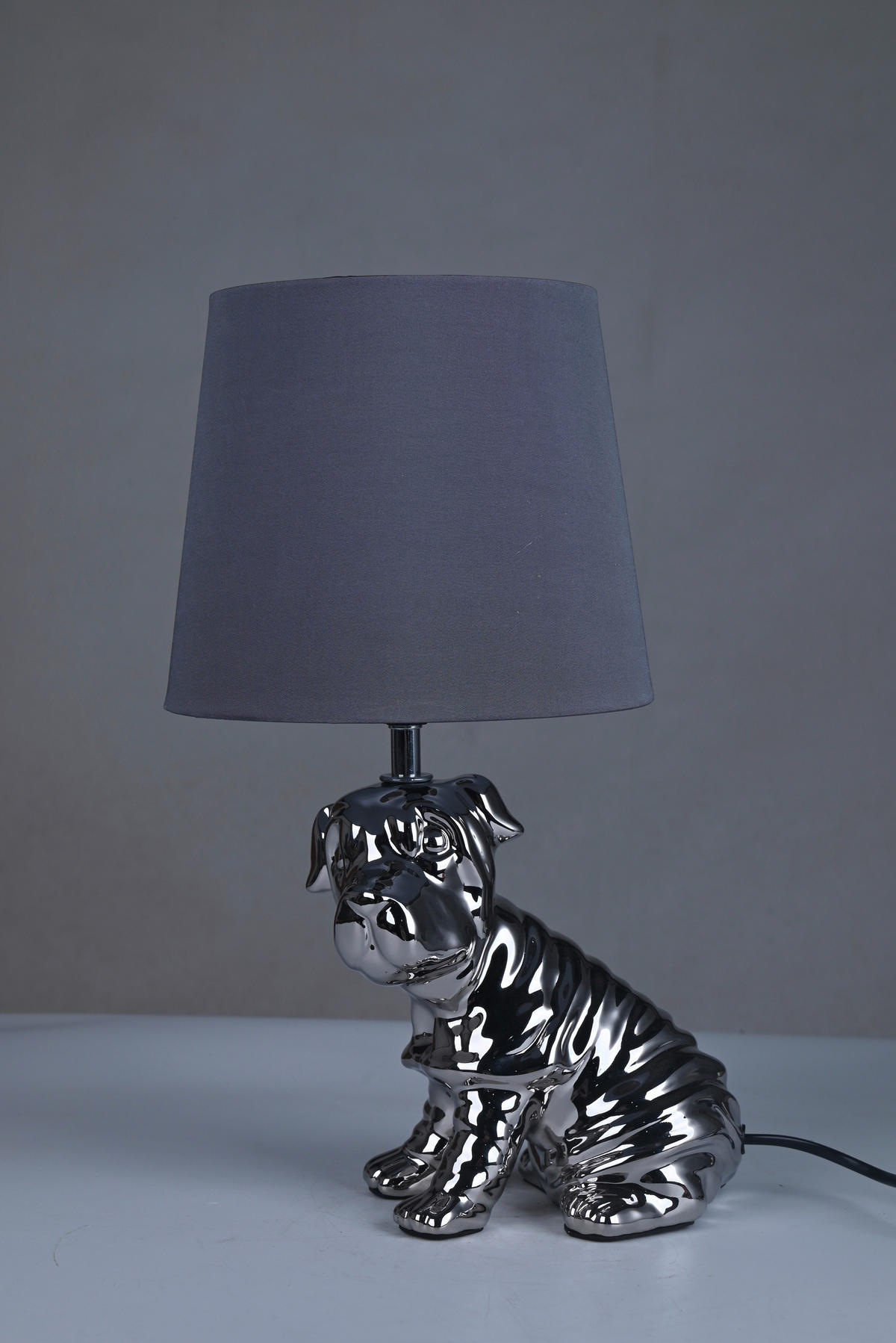 POCOline Keramik_Tischleuchte silber grau Keramik B/H/L: ca. 21x39x21 cm E14 1 Brennstellen Tischleuchte-Keramik_Agnes - silber/grau (21,00/21,00/39,00cm) - POCOline