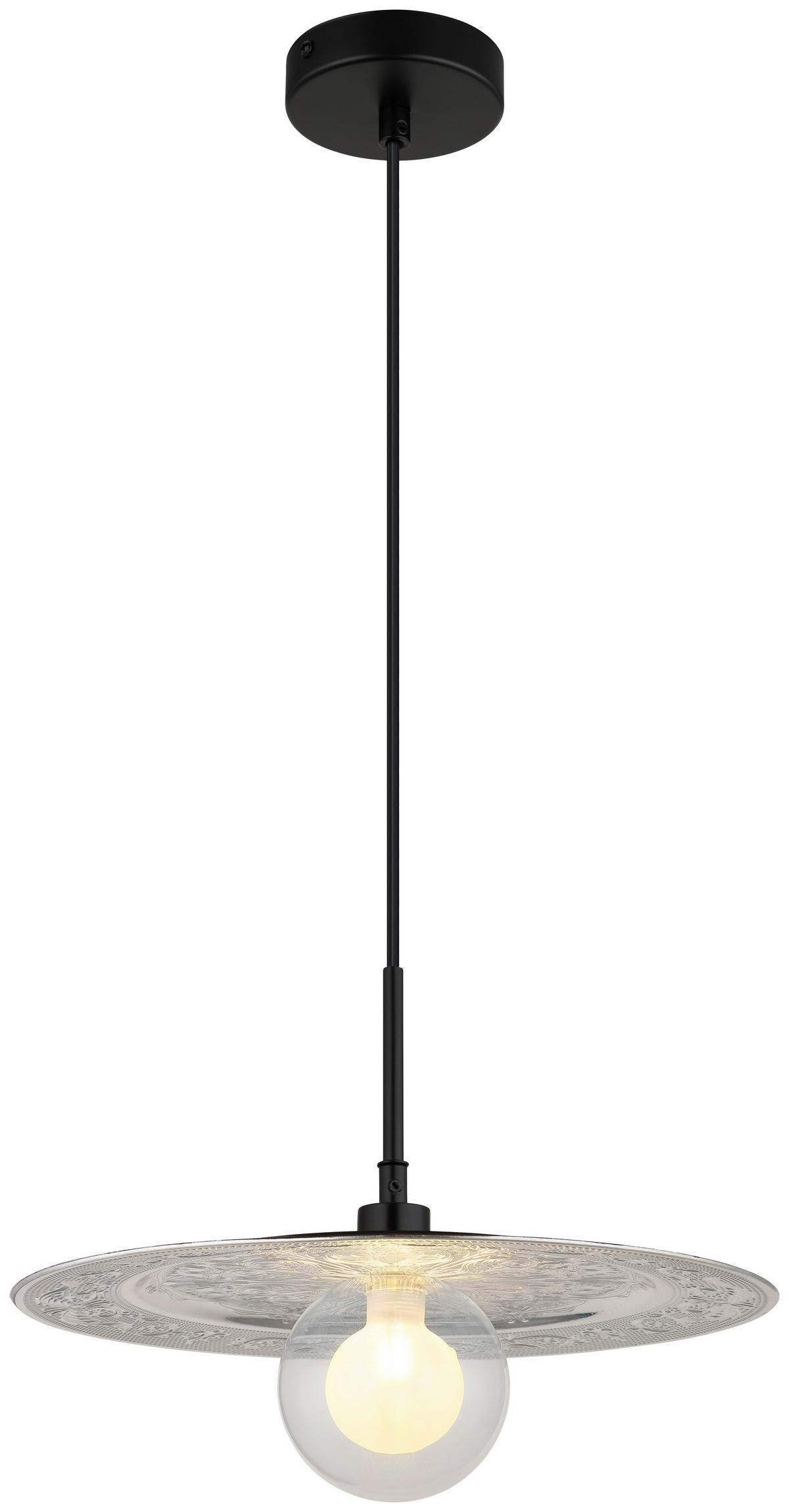 GLOBO LED-Pendelleuchte schwarz silber Metall Kunststoff H/D: ca. 119x33 cm 1.0 Brennstellen RIGA - schwarz/silber (33,00/119,00cm) - GLOBO