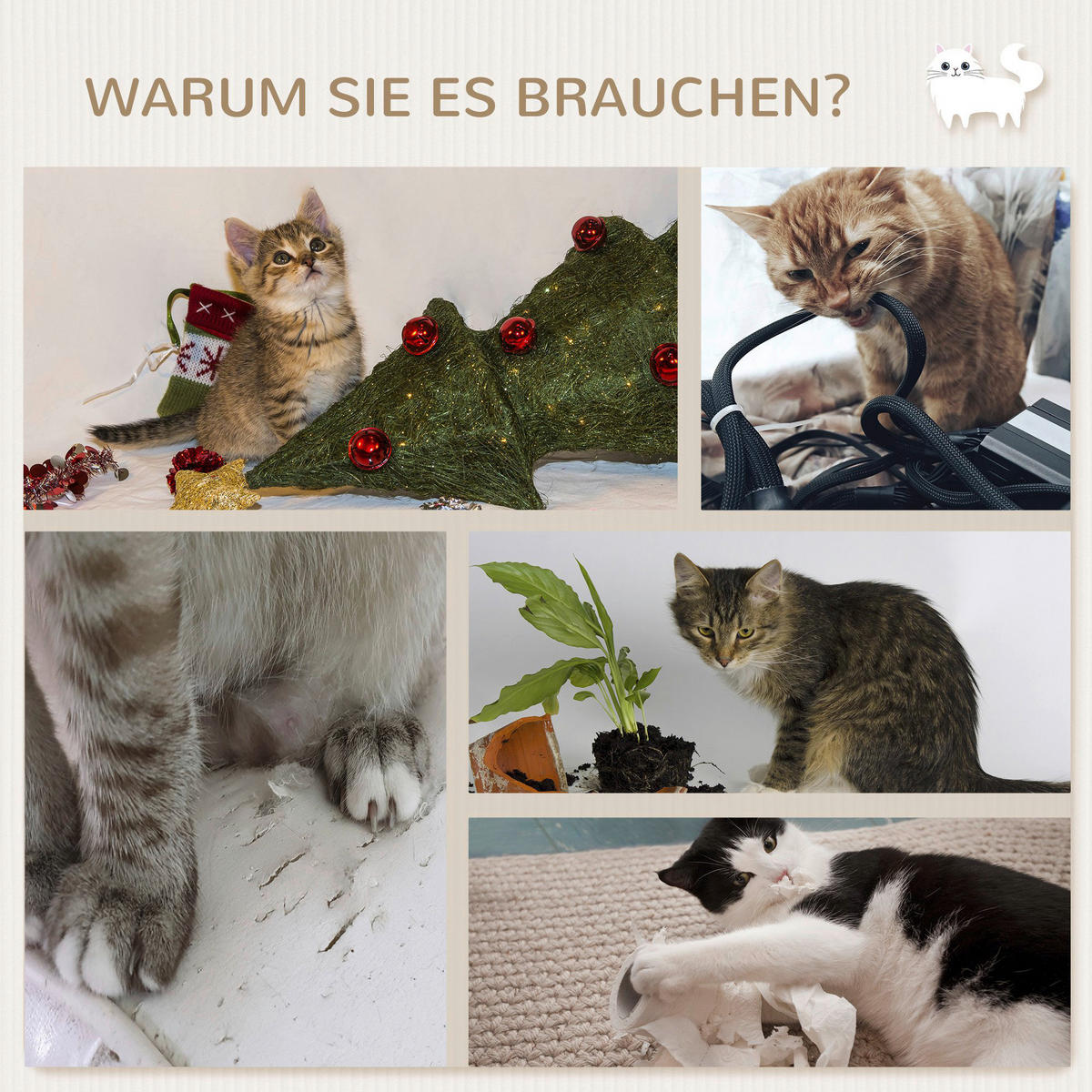 PawHut Katzen Kletterwand beige Polyester B/H/L: ca. 28x73x40 cm Katzen Kletterwand - beige (40,00/28,00/73,00cm) - PawHut