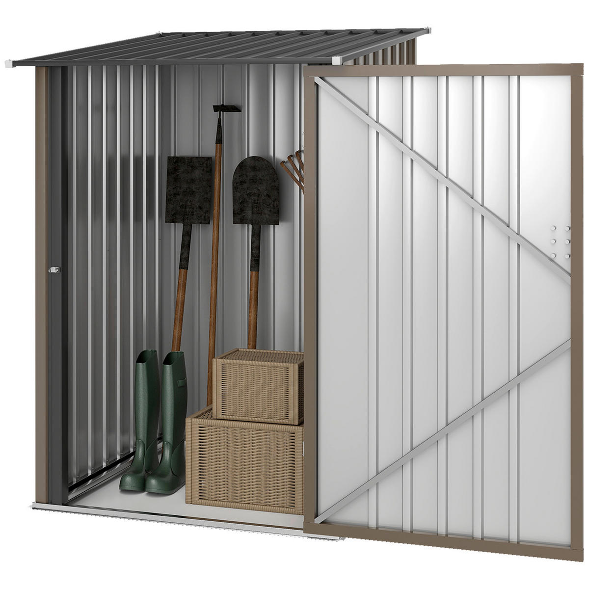 Outsunny Gerätehaus braun B/H/L: ca. 103x160x100 cm Gerätehaus - braun (100,00/103,00/160,00cm) - Outsunny