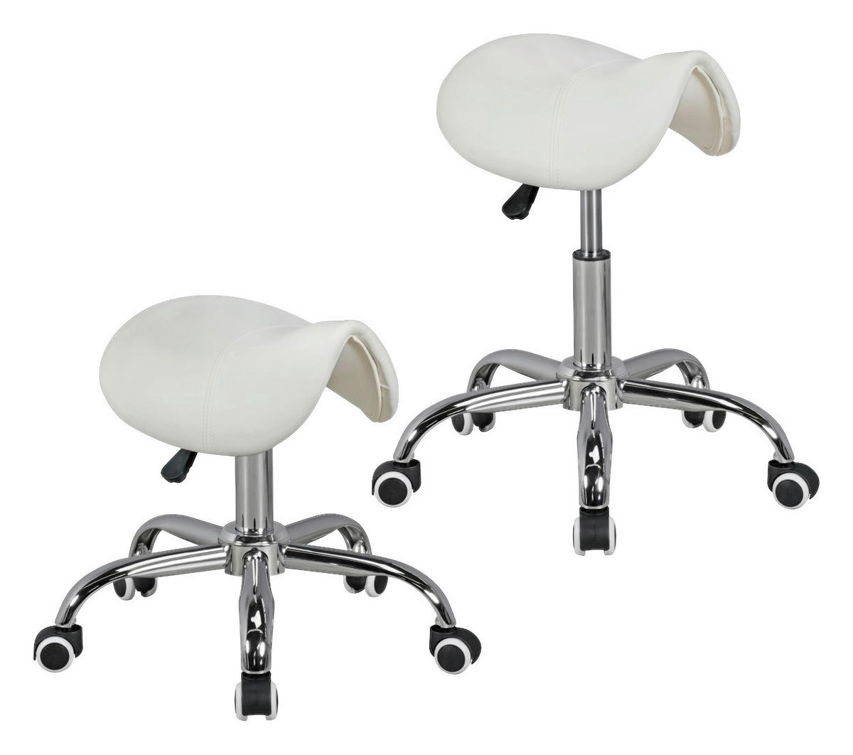 Hocker weiß Kunstleder Sattelhocker MENTON - weiß (60,00/60,00/60,00cm) - Amstyle