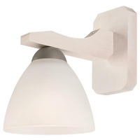 Lamkur Wandleuchte weiß buche Glas Stahl Holz B/H/L: ca. 20x20x30 cm E27 1 Brennstellen Adriano - weiß/buche (30,00/20,00/20,00cm) - Lamkur