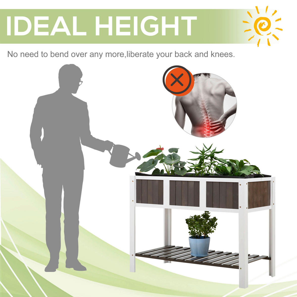 Outsunny Hochbeet B/H/L: ca. 57x89x119 cm Hochbeet - weiß/grau (119,00/57,00/89,00cm) - Outsunny