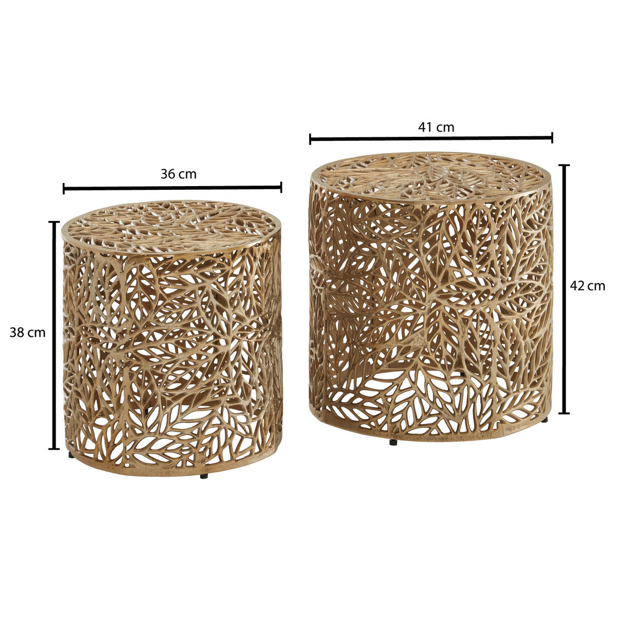 Beistelltisch 2er.-Set. gold B/H/T: ca. 41x42x41 cm 2er.-Set. - gold (41,00/42,00/41,00cm) - Wohnling