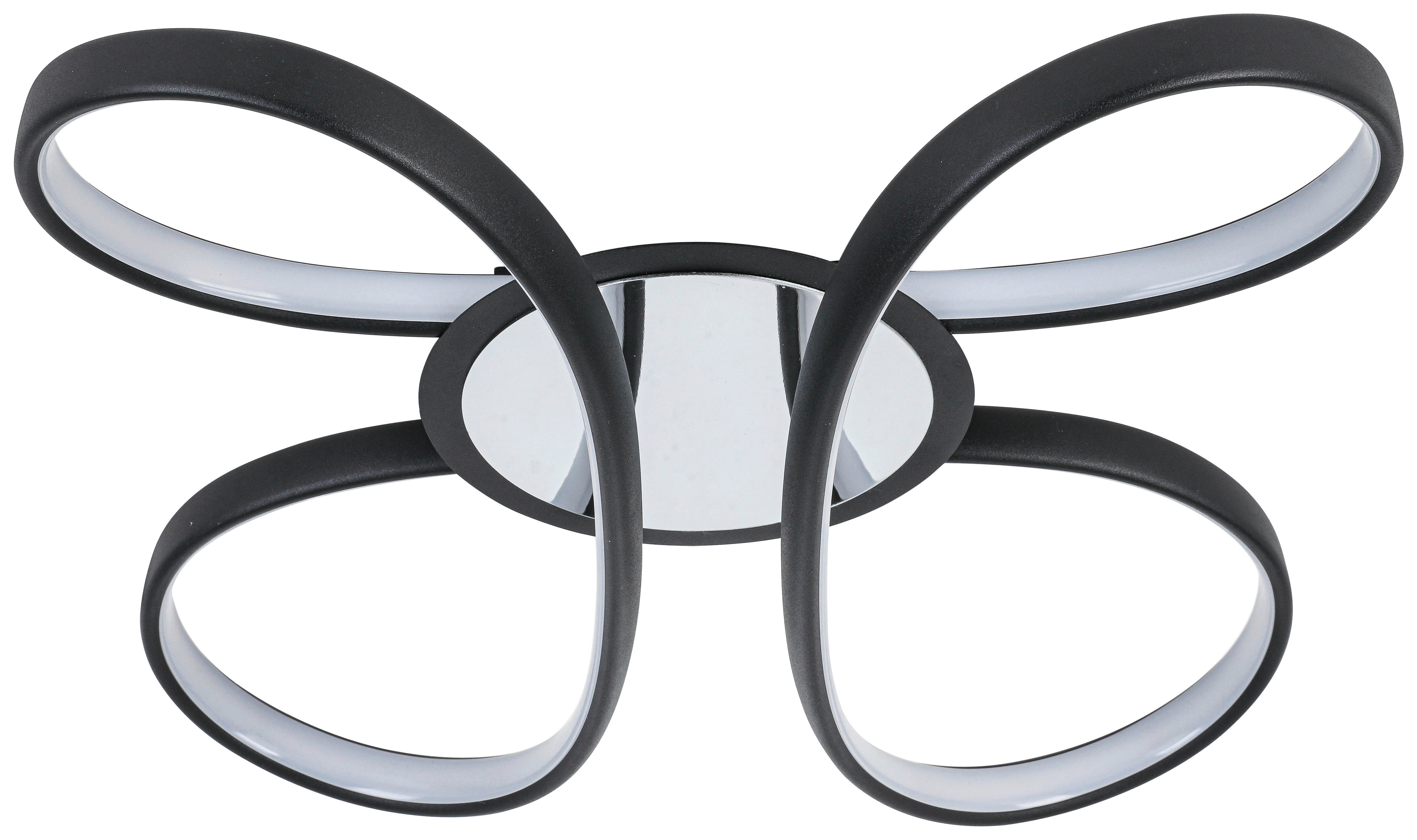 Nolo LED Deckenleuchte Chrom schwarz Kunststoff Metall B/H/L: ca. 48x12x48 cm 2 Brennstellen LED-Deckenleuchte_Markus - schwarz/Chrom (48,00/48,00/12,00cm) - Nolo