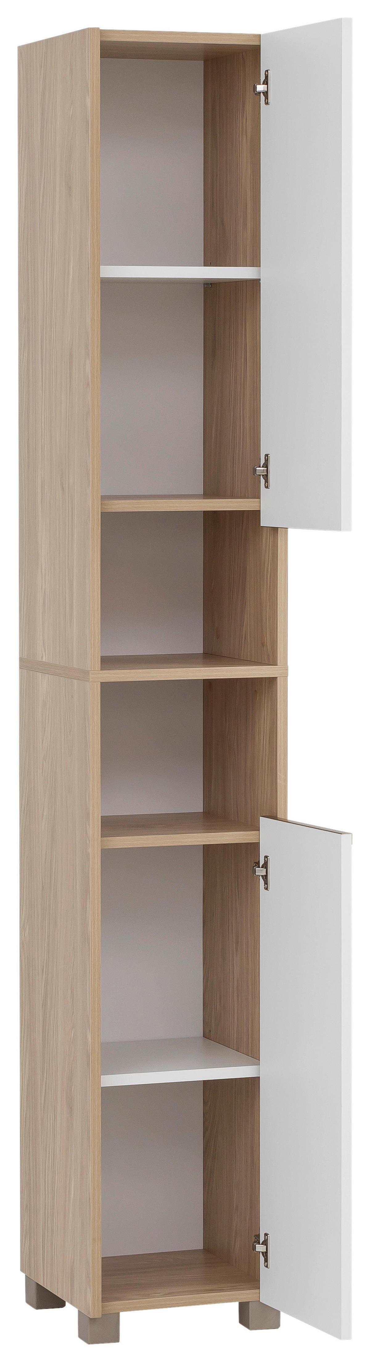 Hochschrank Juba Eiche hell Nachbildung weiß B/H/T: ca. 30,3x186,5x33,1 cm Juba - Eiche/weiß (30,30/186,50/33,10cm) - Möbelpartner