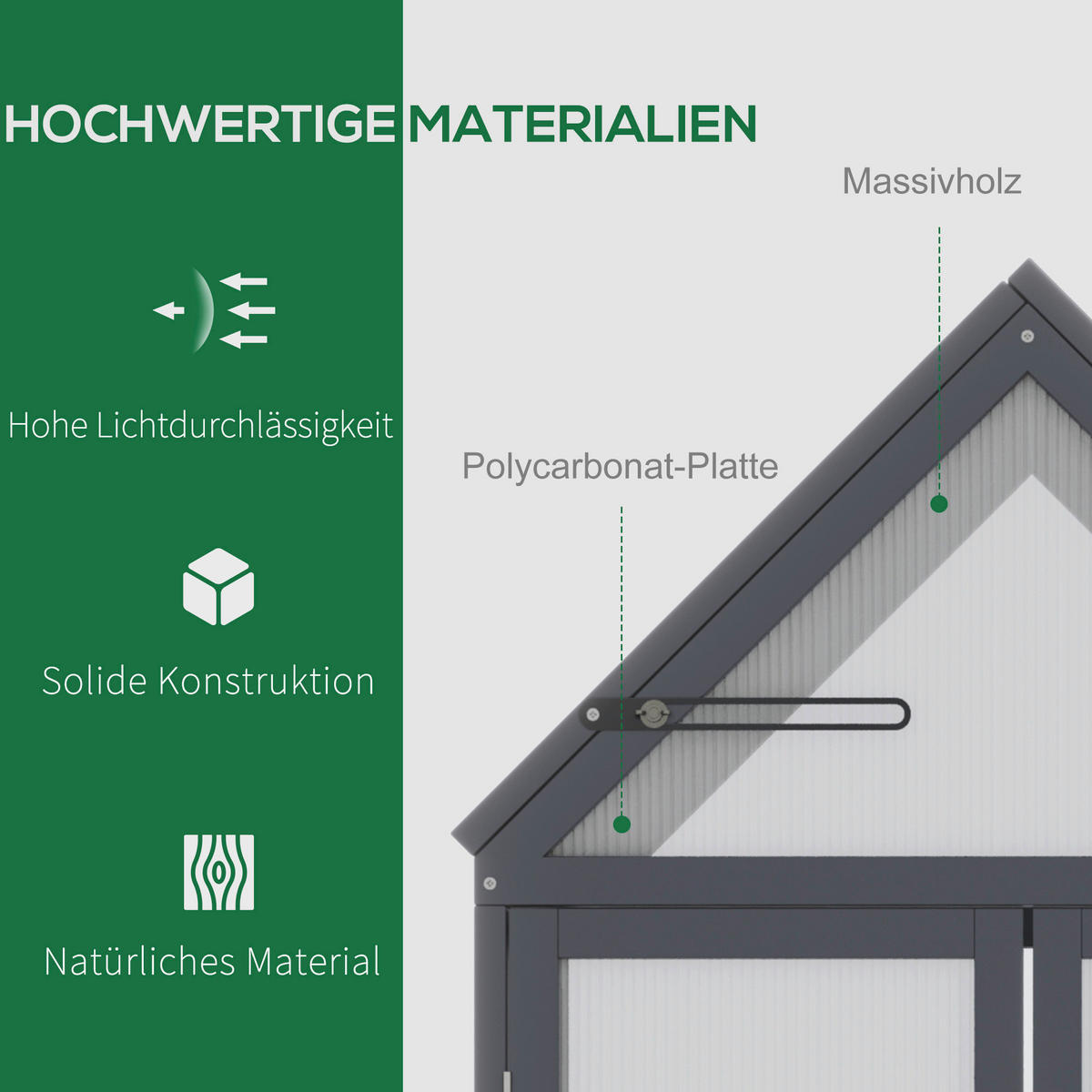 Outsunny Gewächshaus B/H/L: ca. 42x132x70,5 cm Gewächshaus - grau (70,50/42,00/132,00cm) - Outsunny