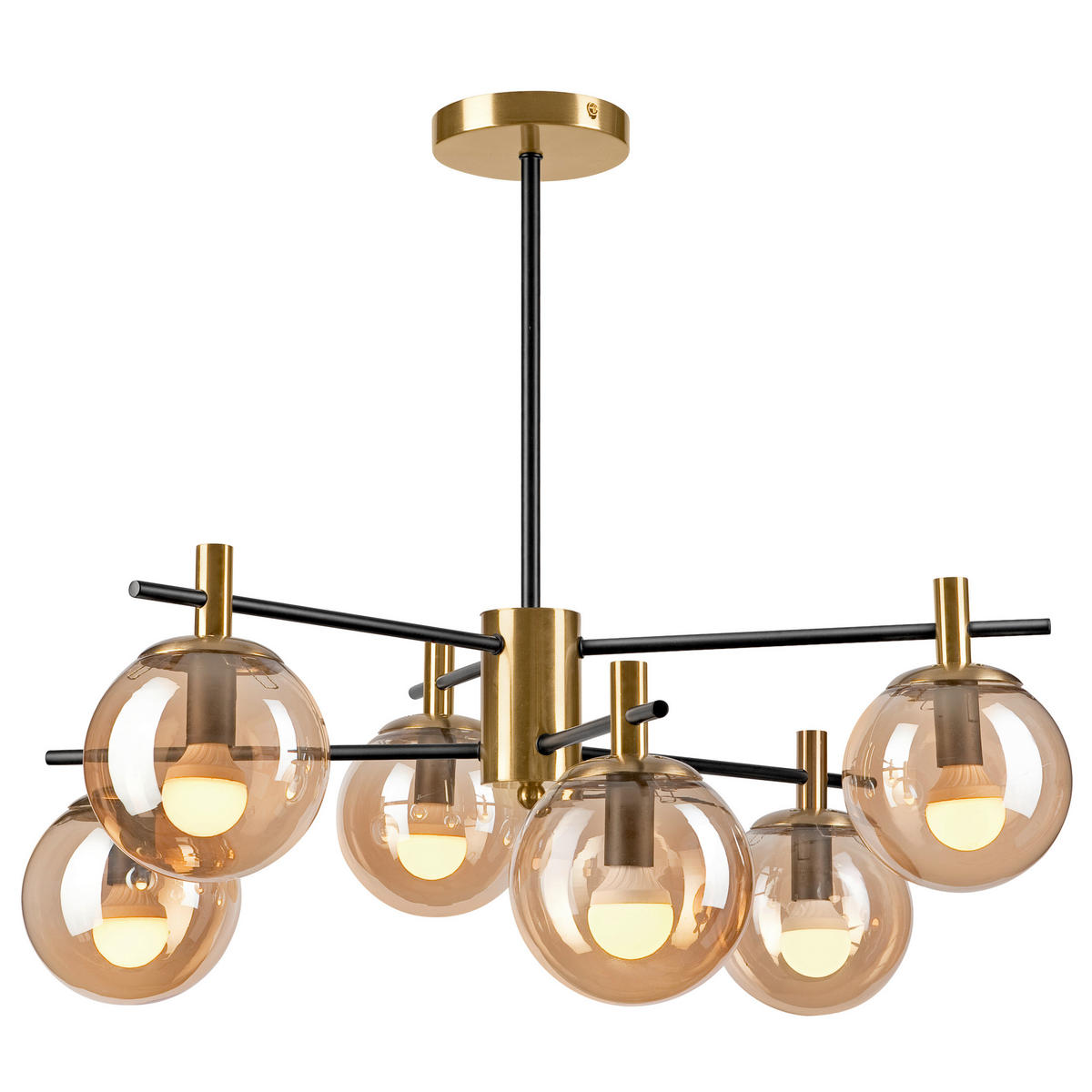 Lamkur Deckenleuchte gold Stahl Glas B/H/L: ca. 51x53x51 cm E14 6 Brennstellen LILOU - gold (51,00/51,00/53,00cm) - Lamkur