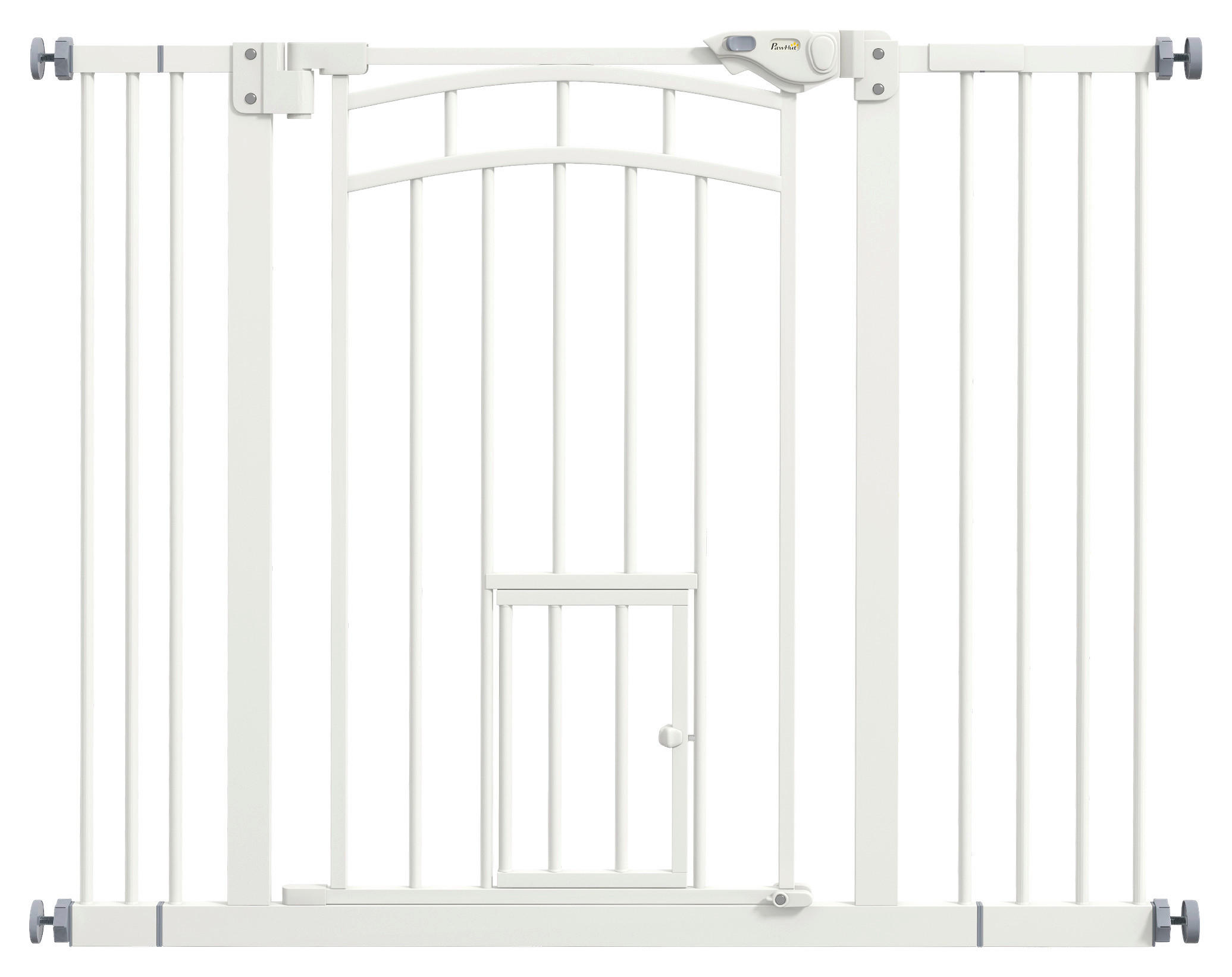 PawHut Türschutzgitter weiß Stahl B/H/L: ca. 4x76x100 cm Türschutzgitter - weiß (100,00/4,00/76,00cm) - PawHut