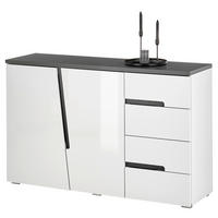Kommode Boston weiß Hochglanz anthrazit B/H/T: ca. 132x83x38 cm Boston - weiß/anthrazit (132,00/83,00/38,00cm)