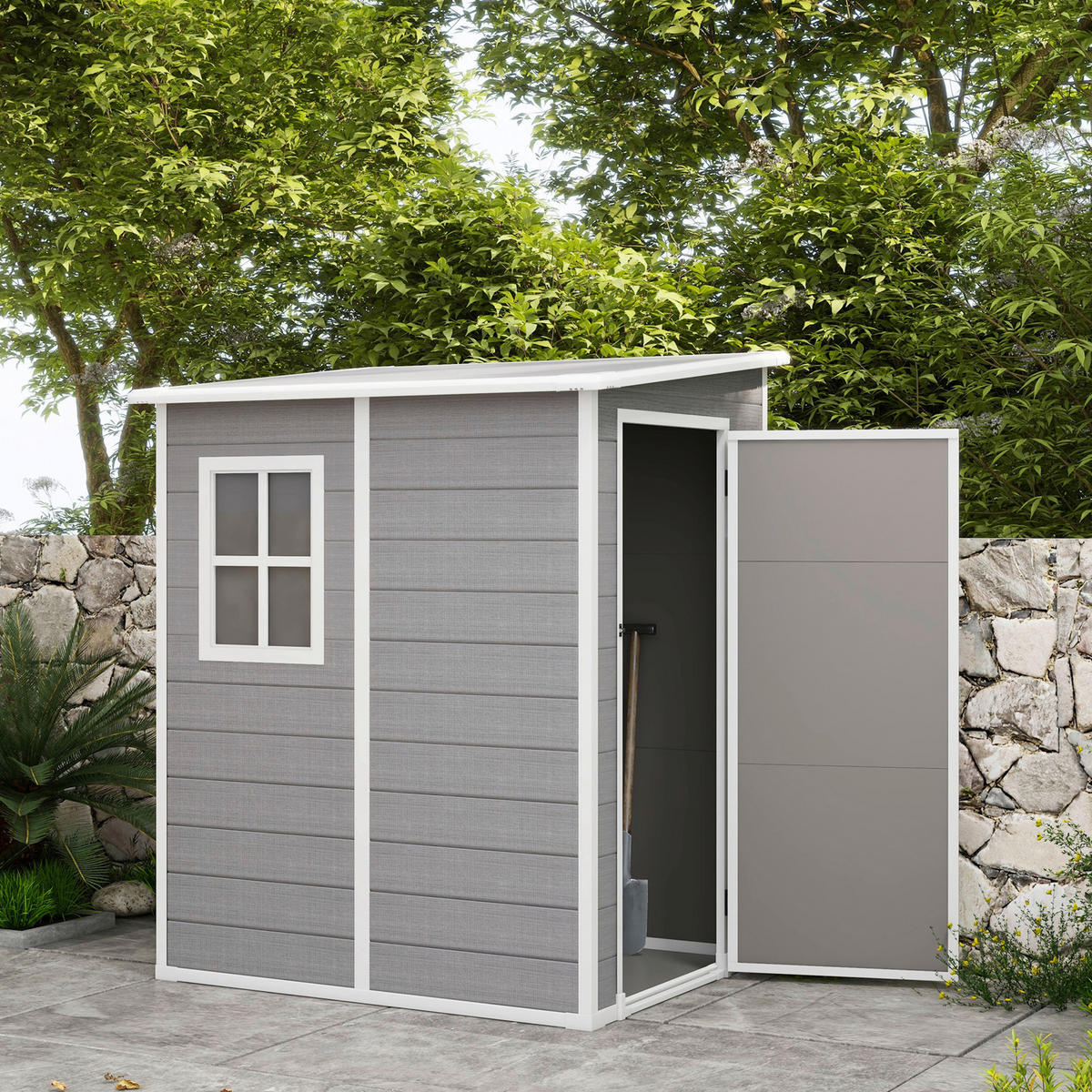 Outsunny Gartenhaus grau B/H/L: ca. 149x192x122 cm Gartenhaus - grau (122,00/149,00/192,00cm) - Outsunny