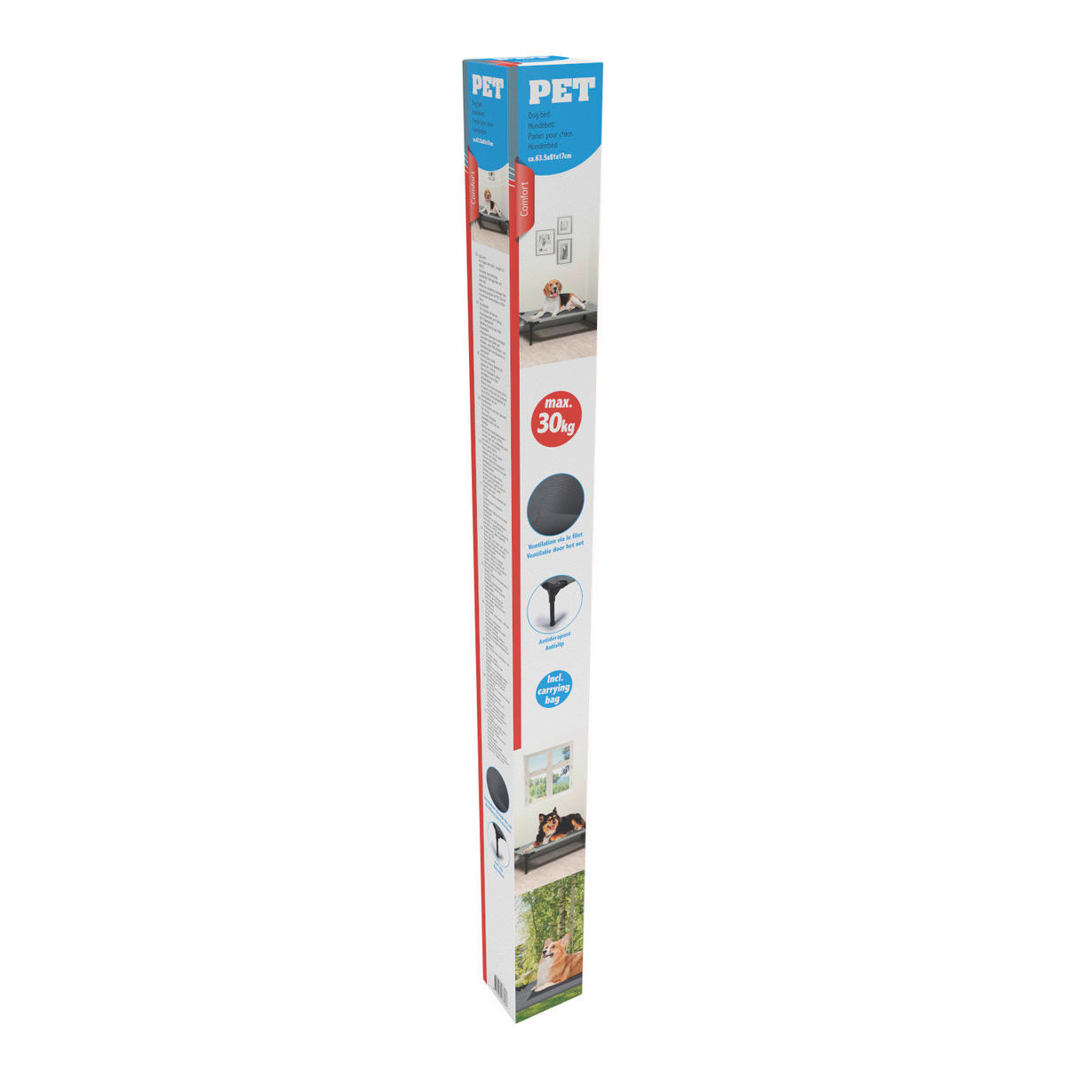 Pet Comfort Haustierbett grau Polyester B/H/L: ca. 81x17x64 cm Erhöhtes_Haustierbett_M - grau (64,00/81,00/17,00cm) - Pet Comfort