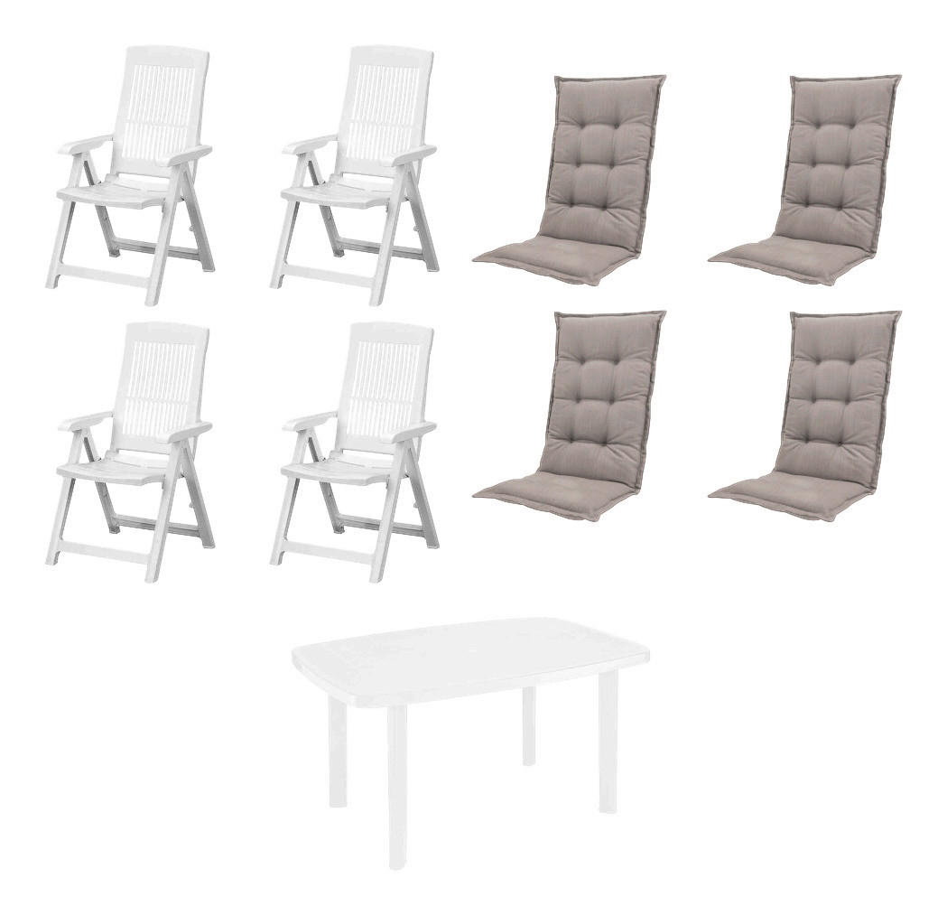 PROGARDEN,MADISON Gartensitzgruppe + Auflagen Tampa weiß Kunststoff B/H/L: ca. 90x109x140 cm Tampa - weiß/taupe (140,00/90,00/109,00cm) - PROGARDEN,MADISON