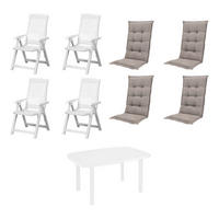 PROGARDEN,MADISON Gartensitzgruppe + Auflagen Tampa weiß Kunststoff B/H/L: ca. 90x109x140 cm Tampa - weiß/taupe (140,00/90,00/109,00cm) - PROGARDEN,MADISON