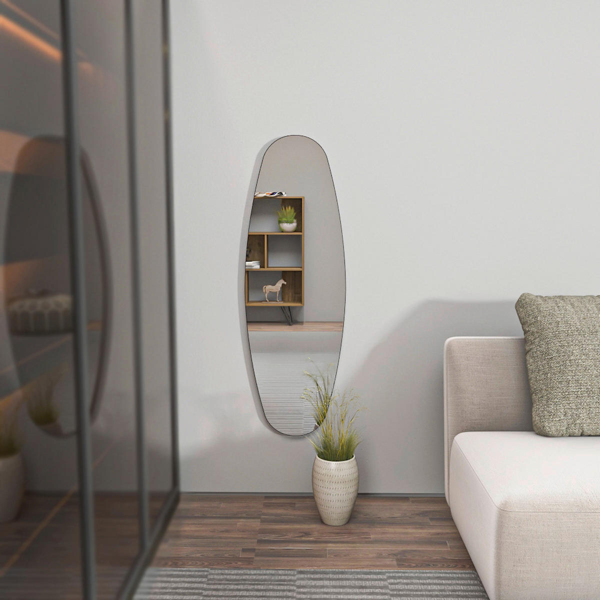 Wandspiegel Venti silber Optik Glas B/H/T: ca. 40x120x2,2 cm Venti - silber (40,00/120,00/2,20cm) - moebel17