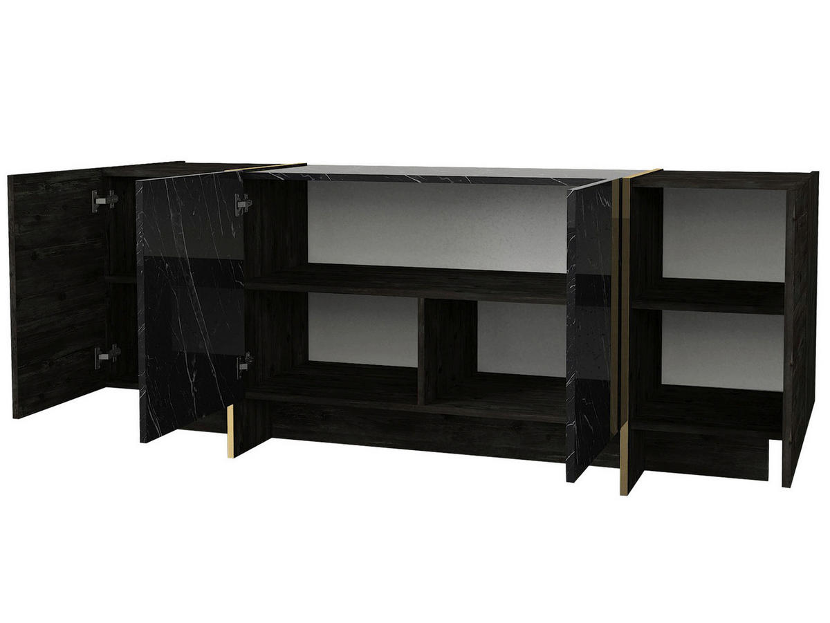Sideboard Rebab Rebab braun dunkelgrau Marmoroptik B/H/T: ca. 180x75,5x46,6 cm Rebab - Marmoroptik/dunkelgrau (180,00/75,50/46,60cm) - moebel17