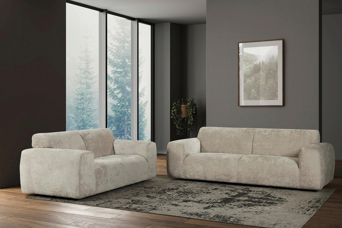 Sofa Ando beige Microfaser B/H/T: ca. 191x78x99 cm Ando - beige/schwarz (191,00/78,00/99,00cm)