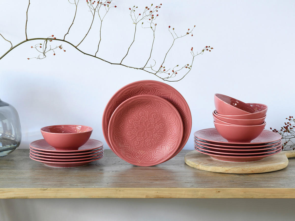 CreaTable Tafelservice Orient Mandala rot Porzellan 18 tlg. Orient Mandala - rot - CreaTable
