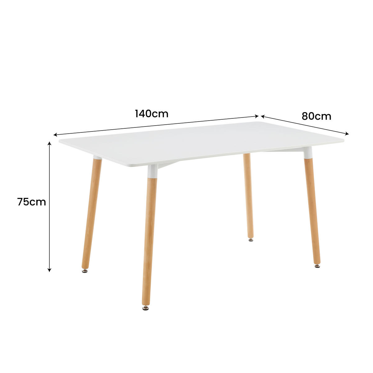 Esstisch BENNY weiß matt B/H/T: ca. 140x75x80 cm BENNY - weiß/natur (140,00/75,00/80,00cm)