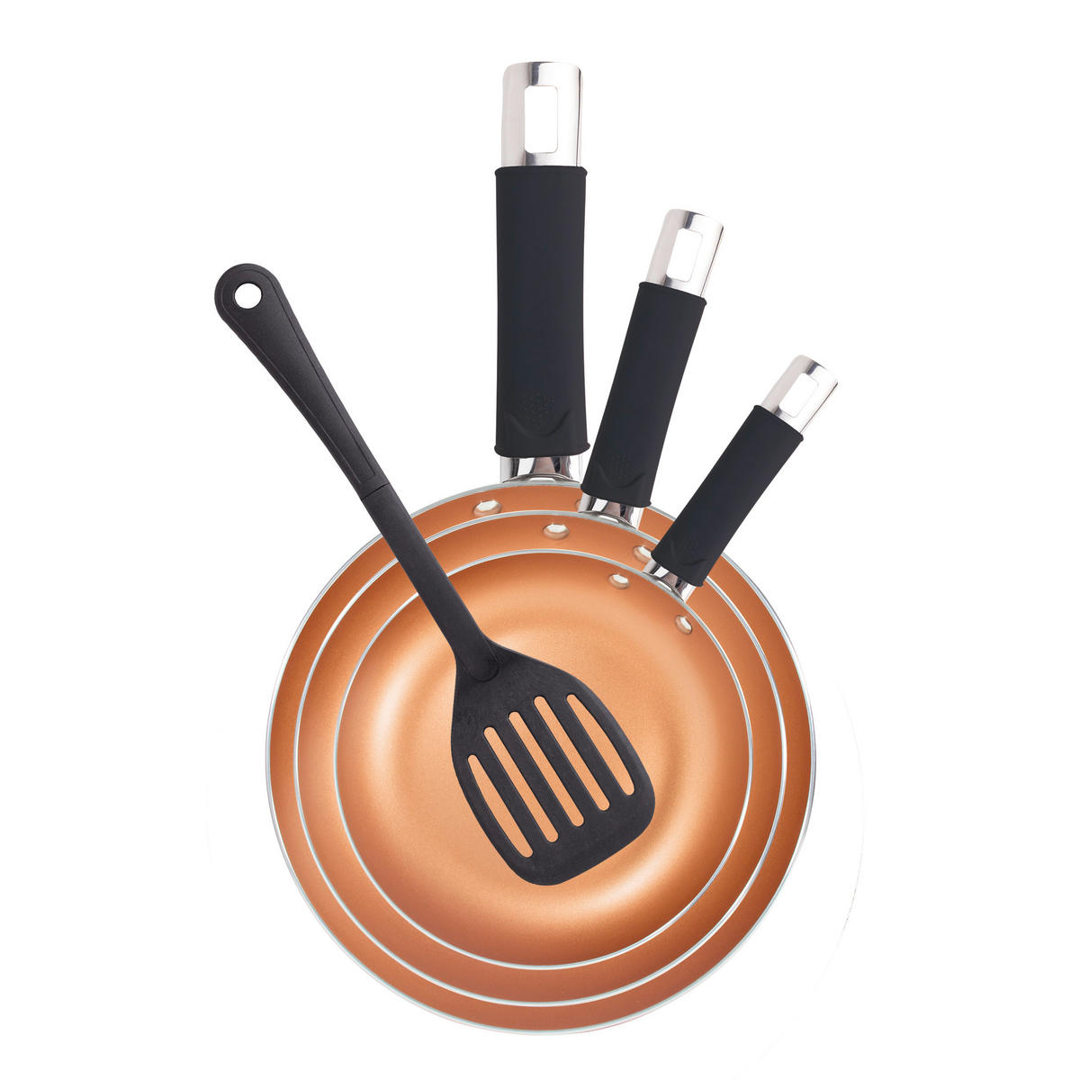 RENBERG Bratpfannenset ROYCE REECO bronze Aluminium 4 tlg. ROYCE REECO - schwarz/silber - RENBERG