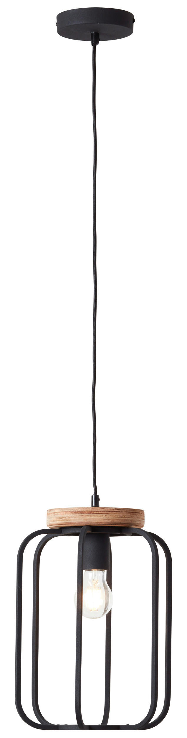 Brilliant Pendelleuchte Tosh 99501/66 natur schwarz Holz Metall B/H/T: ca. 25x130x25 cm E27 1 Brennstellen Pendelleuchte Tosh 99501/66 - natur/schwarz (25,00/130,00/25,00cm) - Brilliant