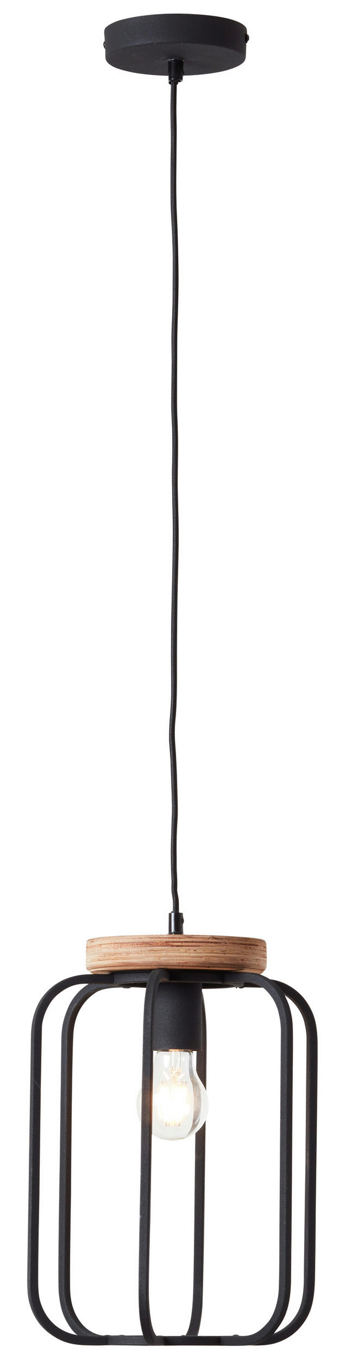 Brilliant Pendelleuchte Tosh 99501/66 natur schwarz Holz Metall B/H/T: ca. 25x130x25 cm E27 1 Brennstellen Pendelleuchte Tosh 99501/66 - natur/schwarz (25,00/130,00/25,00cm) - Brilliant