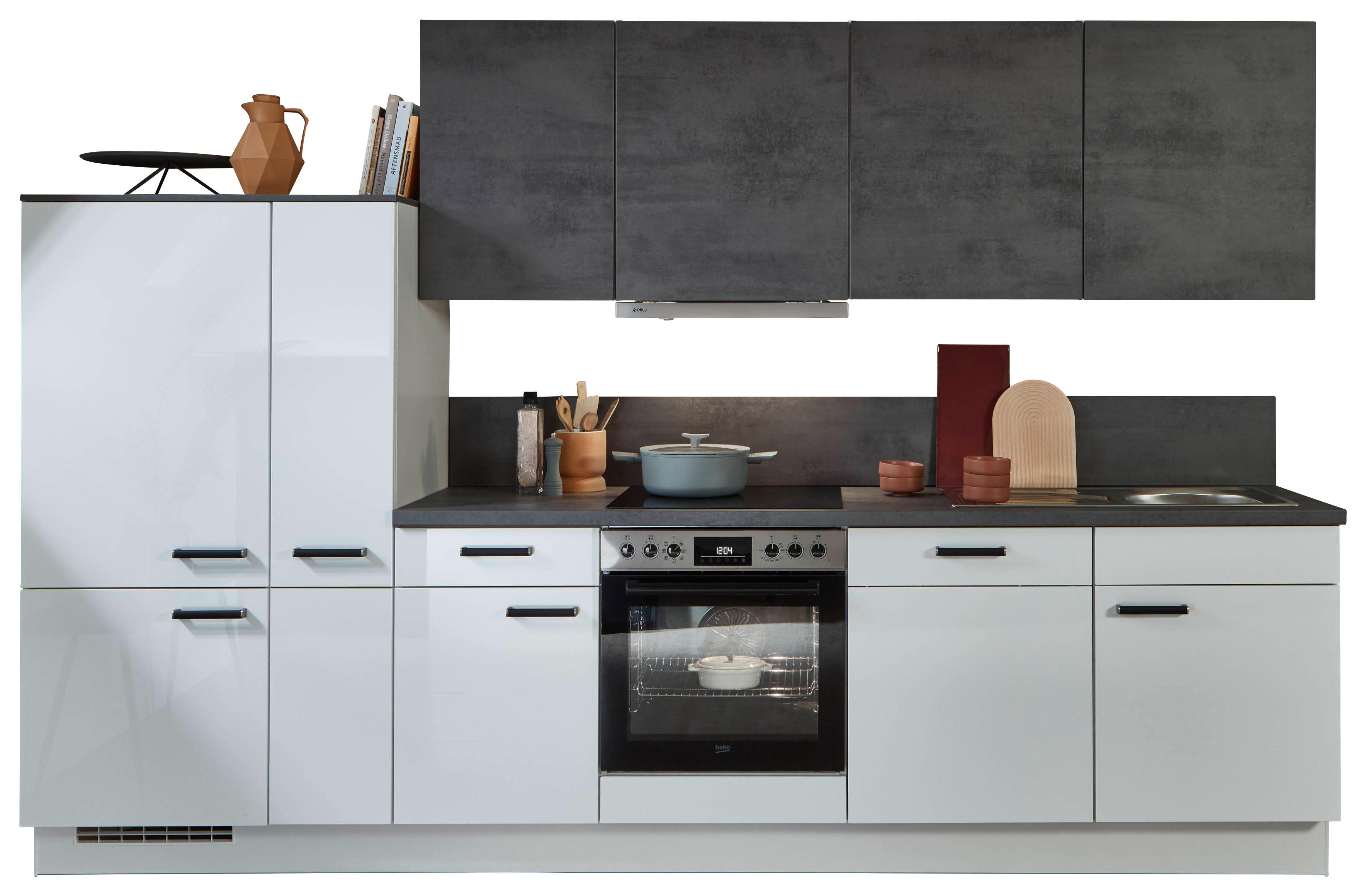 nobilia Küchenblock Flash Alpinweiß B/H/T: ca. 320x214,7x60 cm Flash - Beton/Alpinweiß (320,00/214,70/60,00cm) - nobilia