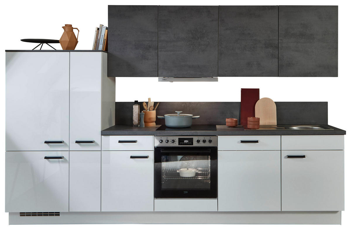 nobilia Küchenblock Flash Alpinweiß B/H/T: ca. 320x214,7x60 cm Flash - Beton/Alpinweiß (320,00/214,70/60,00cm) - nobilia