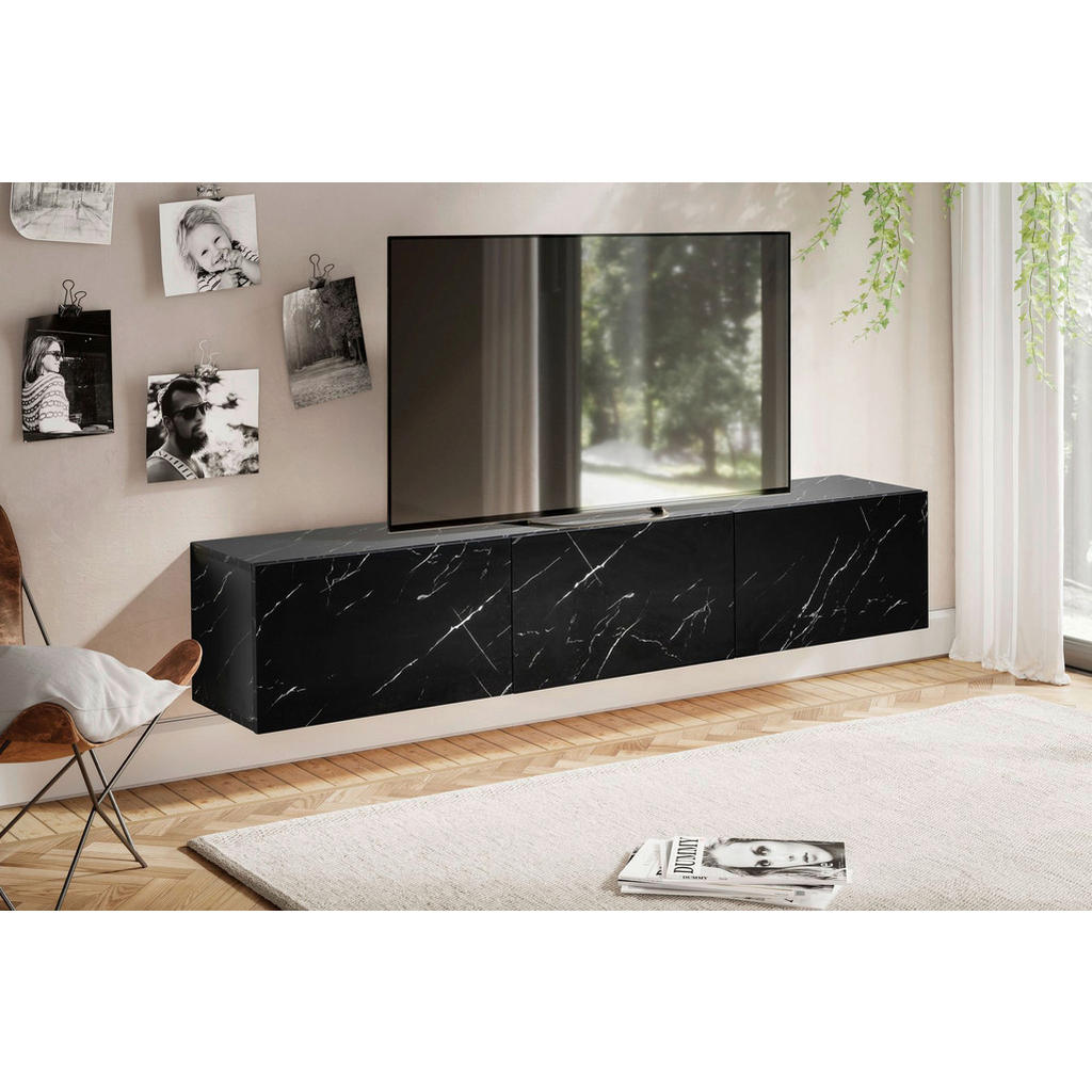 Thumbnail - Lowboard schwarz Marmor Optik B/H/T: ca. 160x30x30 cm