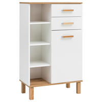 Midischrank Padua weiß glanz Eiche Landhaus Nachbildung B/H/T: ca. 67x114,5x35 cm Padua - Eiche/weiß (67,00/114,50/35,00cm) - Möbelpartner