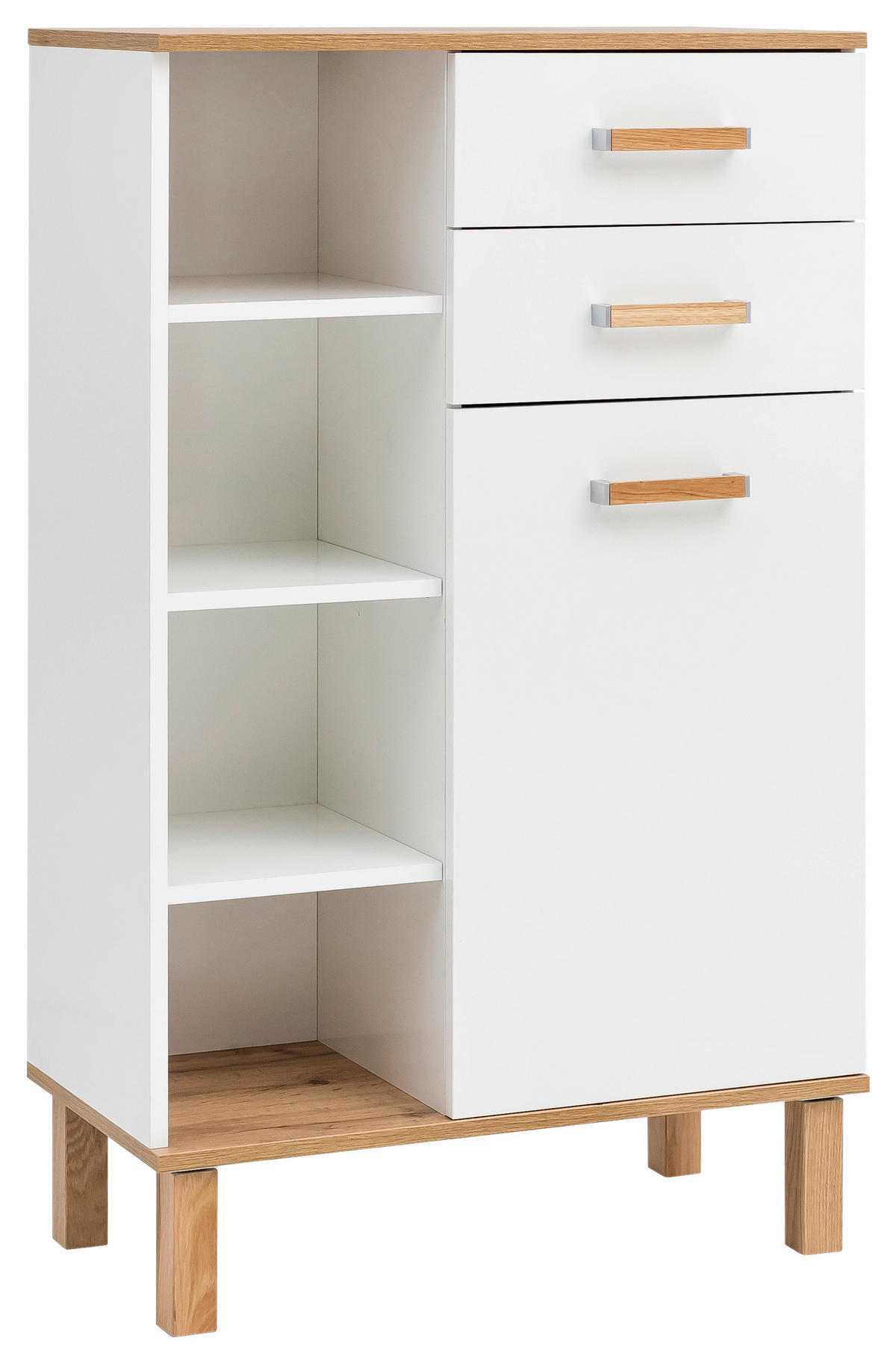 Midischrank Padua weiß glanz Eiche Landhaus Nachbildung B/H/T: ca. 67x114,5x35 cm Padua - Eiche/weiß (67,00/114,50/35,00cm) - Möbelpartner