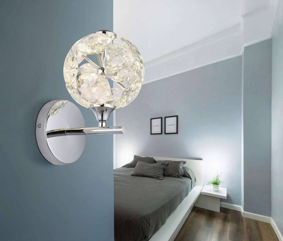 GLOBO Wandleuchte Chrom klar Metall Glas H: ca. 24 cm 1 Brennstellen Virina - klar/Chrom (24,00cm) - GLOBO