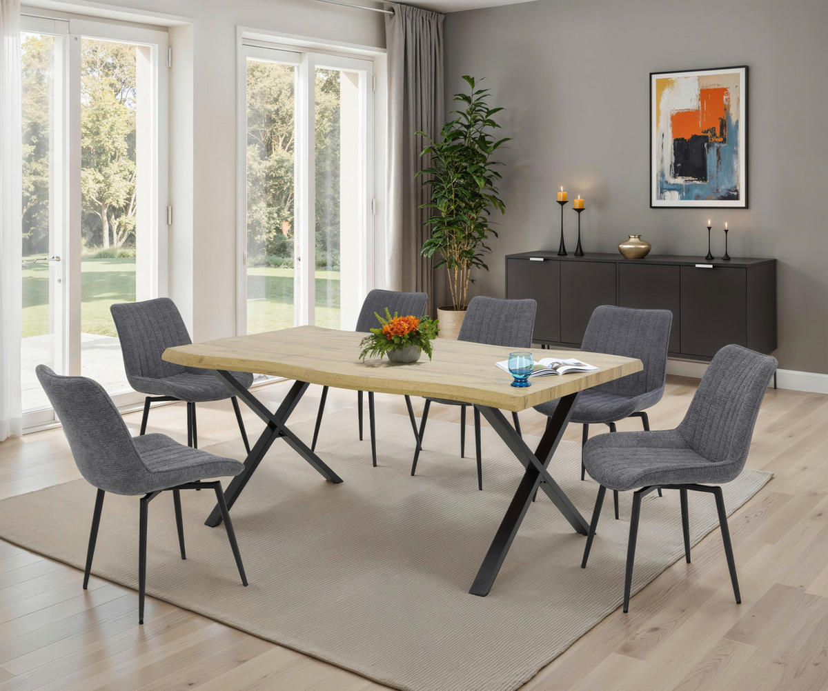 Esstisch Gerda Eiche schwarz B/H/T: ca. 200x76x100 cm Gerda - Eiche/schwarz (200,00/76,00/100,00cm) - Hela