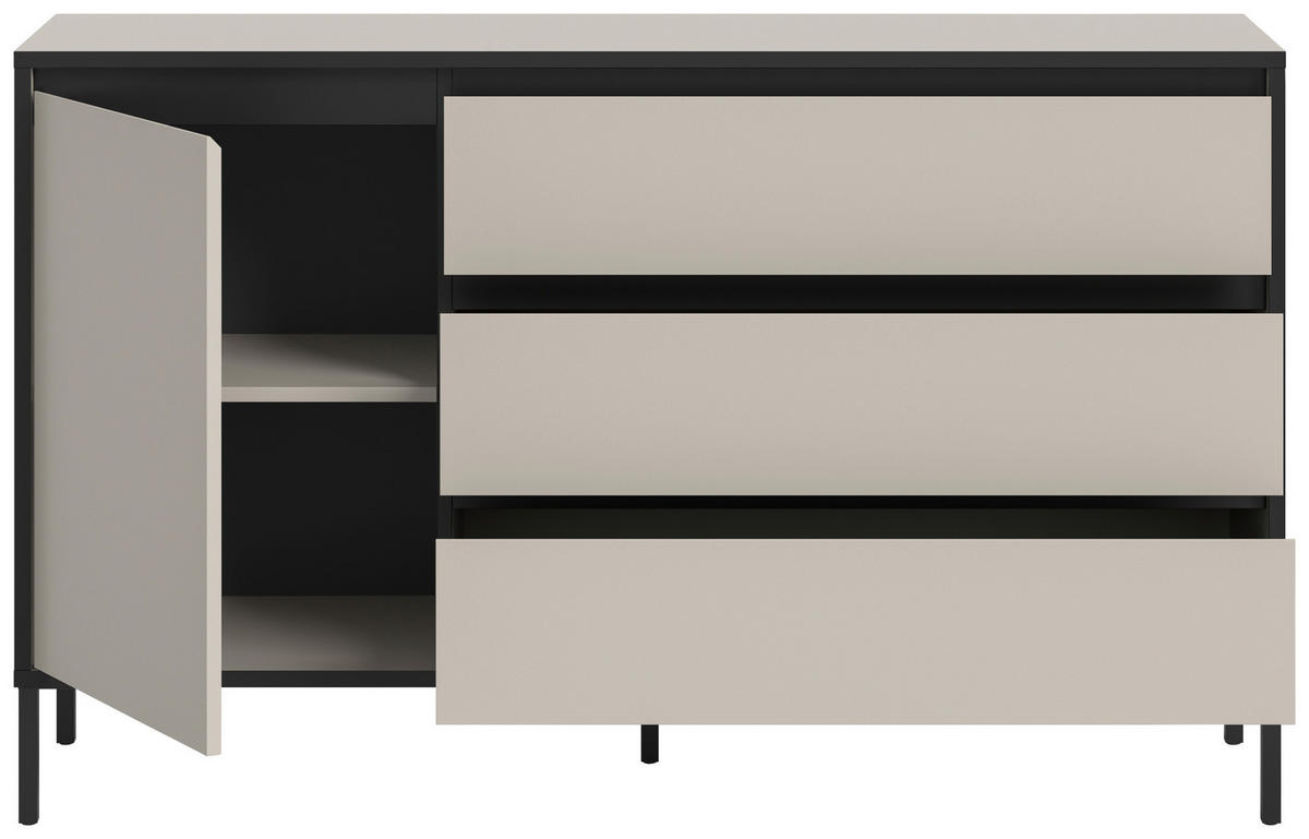 Sideboard Tron Kaschmirgrau Nachbildung schwarz B/H/T: ca. 136x83x38 cm Tron - schwarz (136,00/83,00/38,00cm) - xonox.home