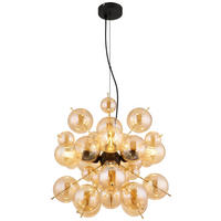 GLOBO Pendelleuchte amber gold schwarz Metall Glas H/D: ca. 120x51,5 cm E27 4 Brennstellen UDO - gold/schwarz (51,50/120,00cm) - GLOBO