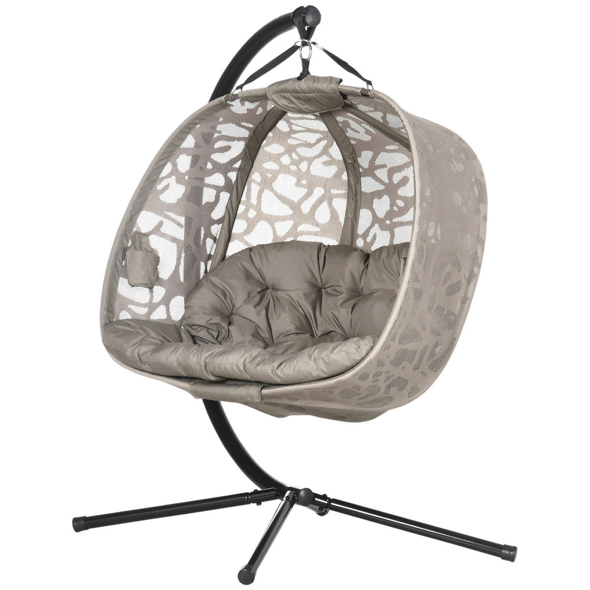 Outsunny Hängesessel mit Sitzkissen sand Polyester B/H/L: ca. 103x172x130 cm Hängesessel_mit_Sitzkissen - sand (130,00/103,00/172,00cm) - Outsunny