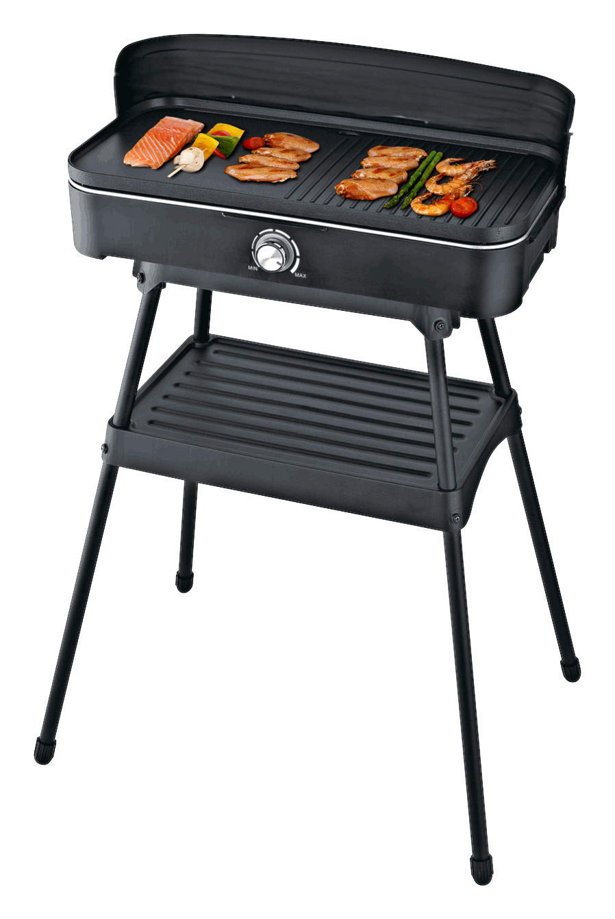 Emerio Grill BG133757.2 schwarz Kunststoff Metall B/H/L: ca. 26x18x52 cm Barbecue-Standgrill_BG-133757.2 - schwarz (52,00/26,00/18,00cm) - Emerio