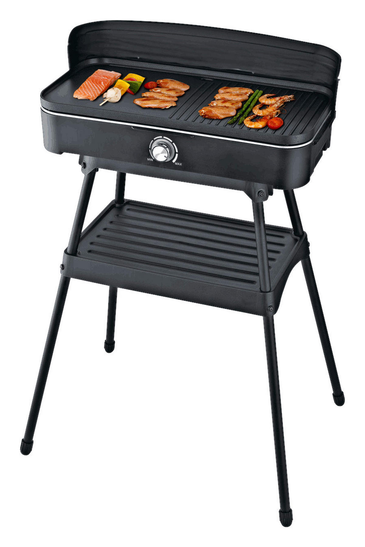 Emerio Grill BG133757.2 schwarz Kunststoff Metall B/H/L: ca. 26x18x52 cm Barbecue-Standgrill_BG-133757.2 - schwarz (52,00/26,00/18,00cm) - Emerio