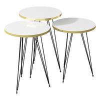 Beistelltisch 3er-Set. 21256290 weiß schwarz Metall B/H/T: ca. 38x53,5x38 cm 3er-Set. 21256290 - weiß/schwarz (38,00/53,50/38,00cm) - moebel17