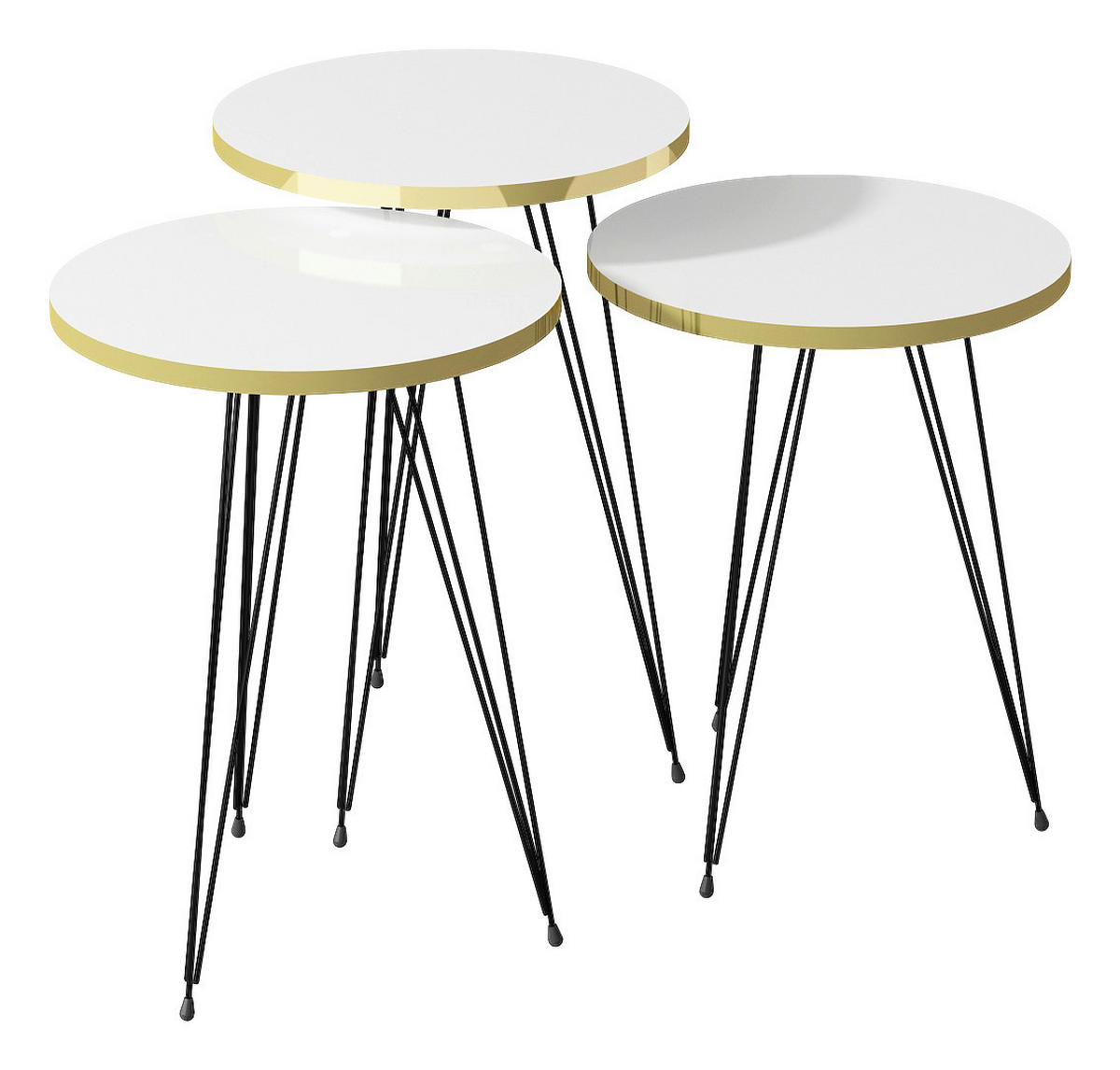 Beistelltisch 3er-Set. 21256290 weiß schwarz Metall B/H/T: ca. 38x53,5x38 cm 3er-Set. 21256290 - weiß/schwarz (38,00/53,50/38,00cm) - moebel17